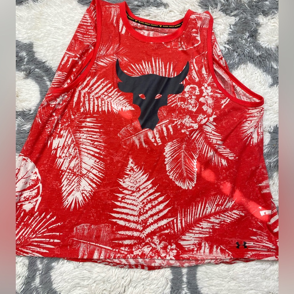 Under Armour Project Rock Red Aloha Camo Training Tank Top M/M